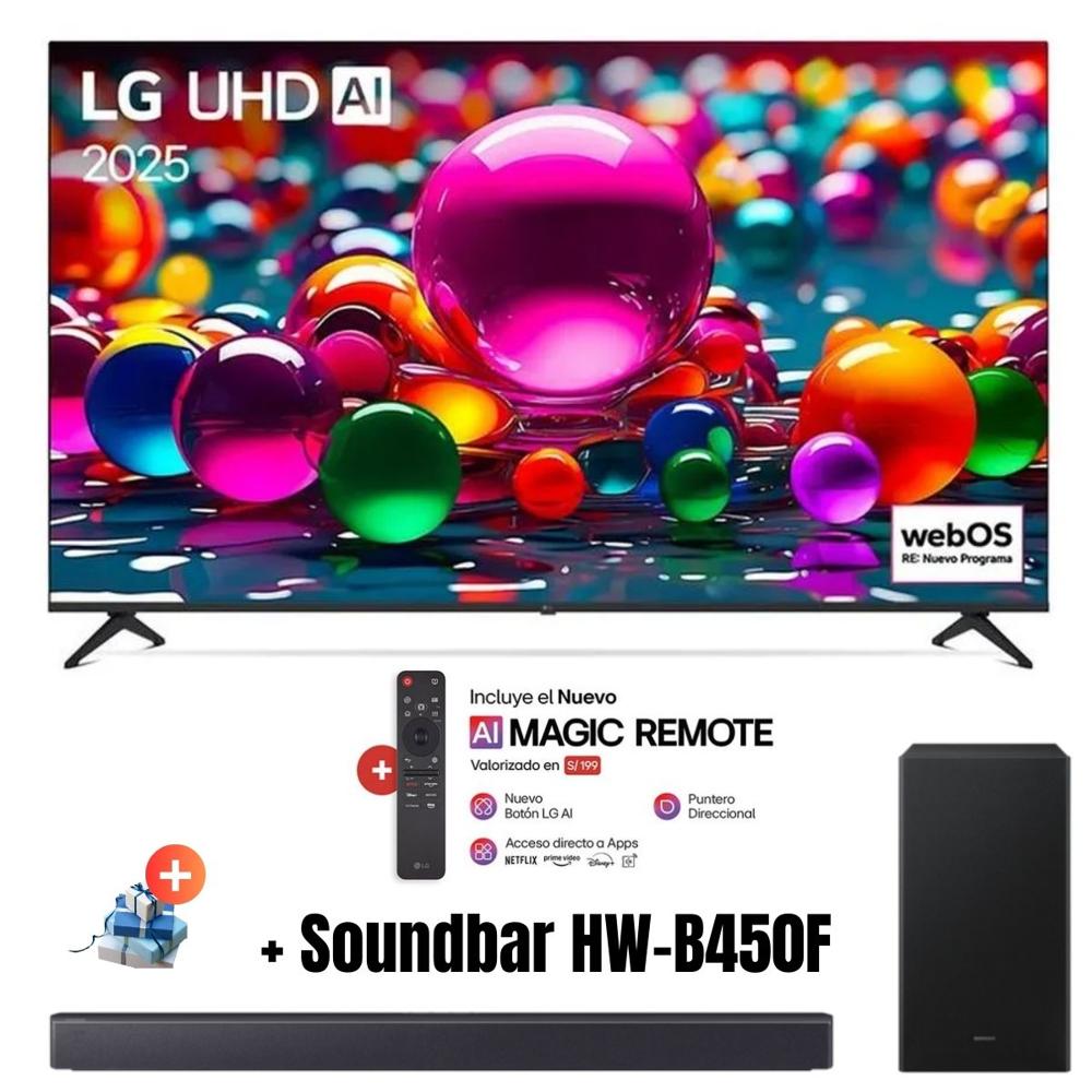 TELEVISOR LG 75 75UA8050PSA UHD 4K SMART TV THINQ AI 2025 - Soundbar HW-B450F