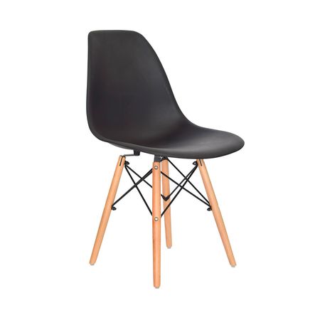 Silla de Diseño Decorativo Eames Polipropileno/Madera Negro Bonno