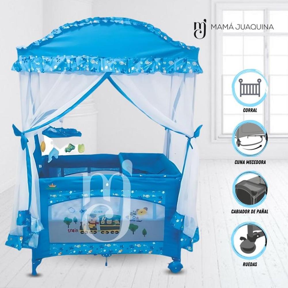 Cuna Corral Kingdom MAJESTIC ARABIC 2 en 1 Light Blue