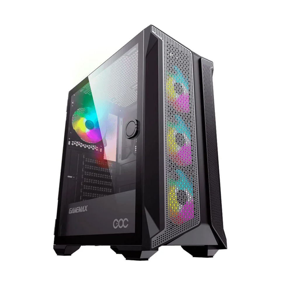Case Gamer Gamemax Brufen C1 Sin Fuente Capacidad Para 4 Cooler Fan Led RGB Negro