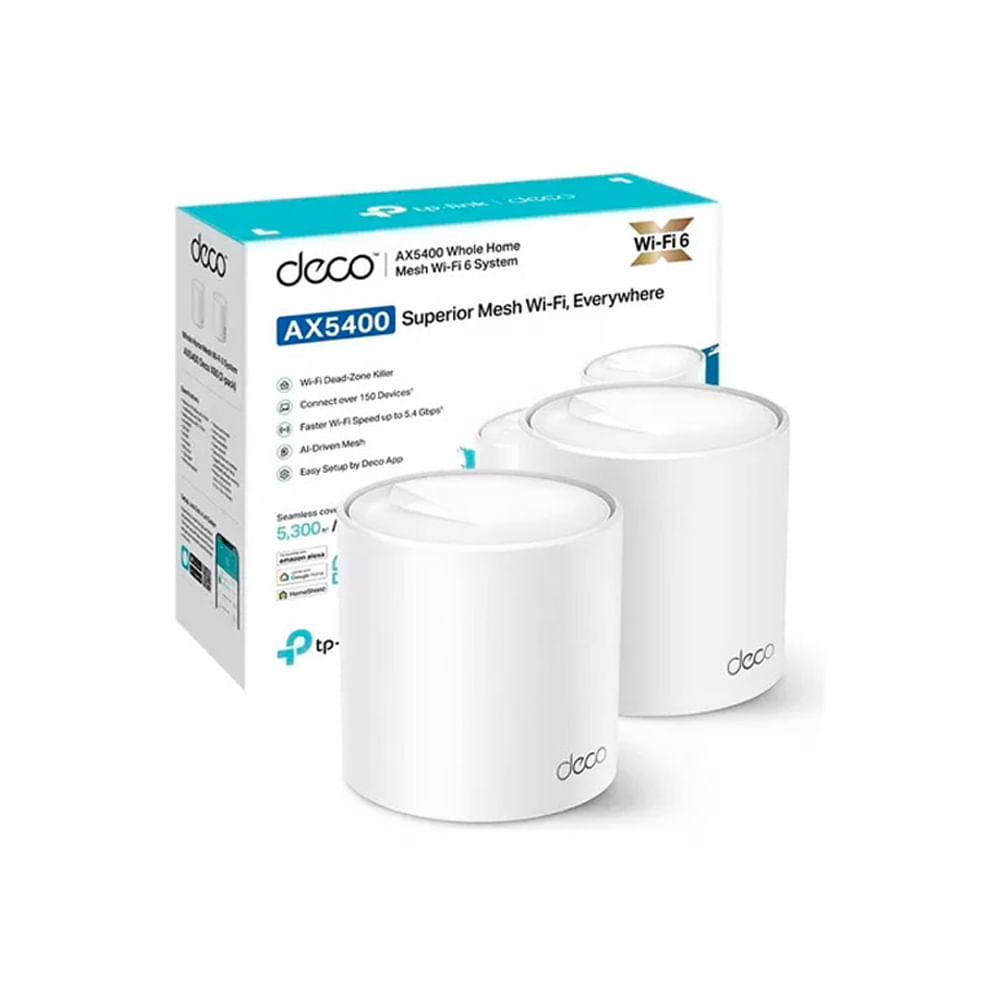 TP-LINK Deco X60 Wi-Fi 6 - Sistema de malla con 2 enrutadores, 1GbE, doble banda, alta velocidad