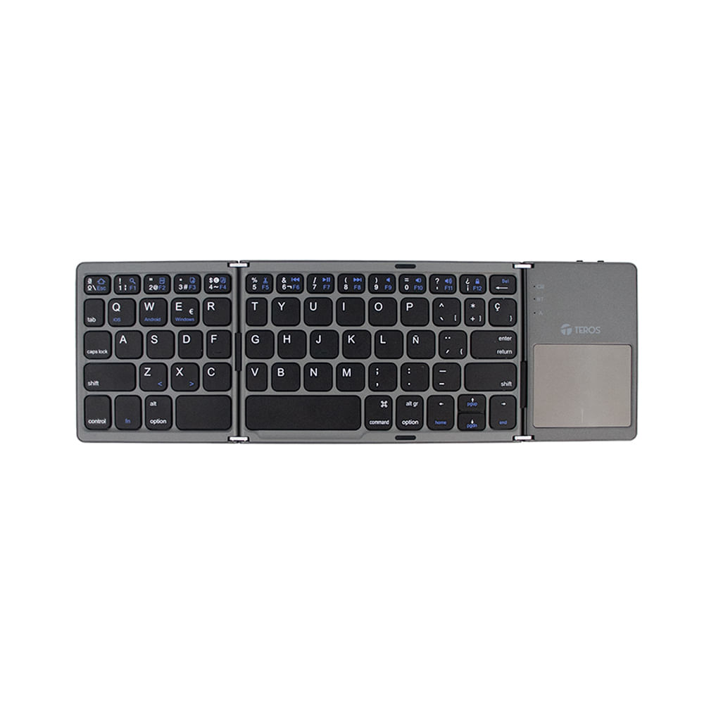 Teclado inalámbrico plegable TEROS TE-4075S Bluetooth 3.0 color gris compacto y portátil