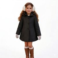 abrigo en paño para niña con capucha