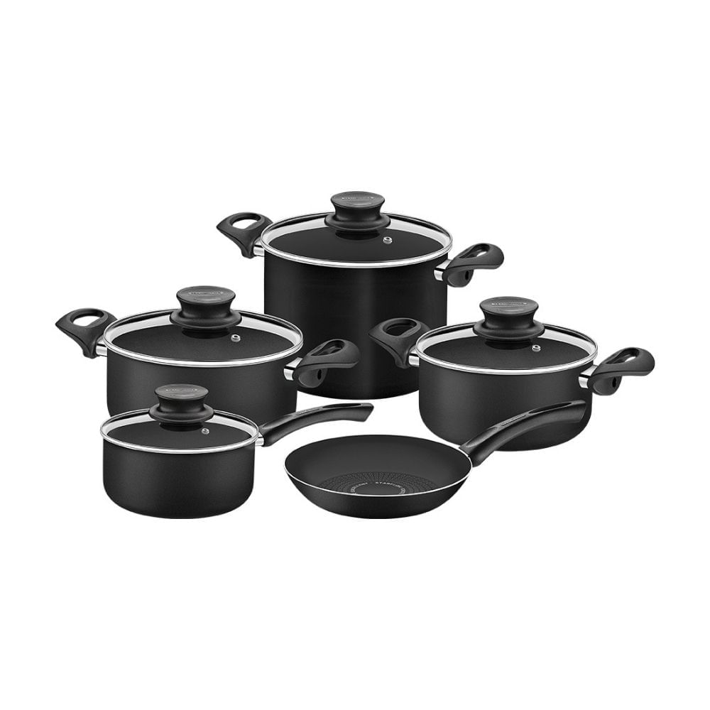 Juego de ollas 9 piezas Paris Negro Tramontina