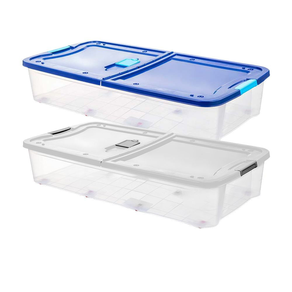 Combo Reyplast: 2 Cajas de Plástico Transparente Ultraforte 71 litros - Color Aleatorio