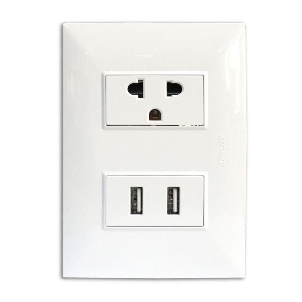 Tomacorriente + 2 Usb Kf Opalux