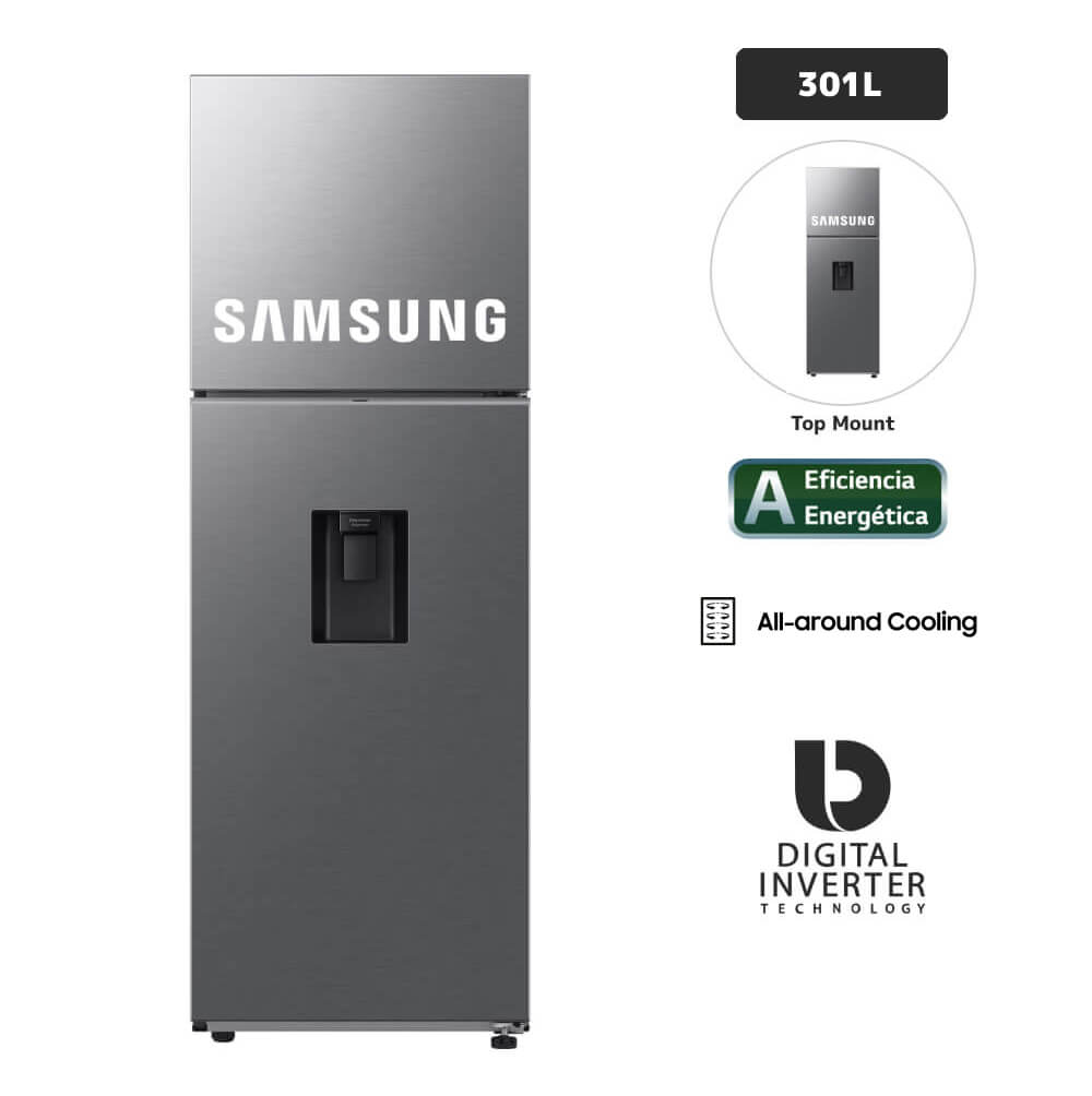 Refrigeradora SAMSUNG All Around Cooling 301Lt Inox RT31DG5220S9PE