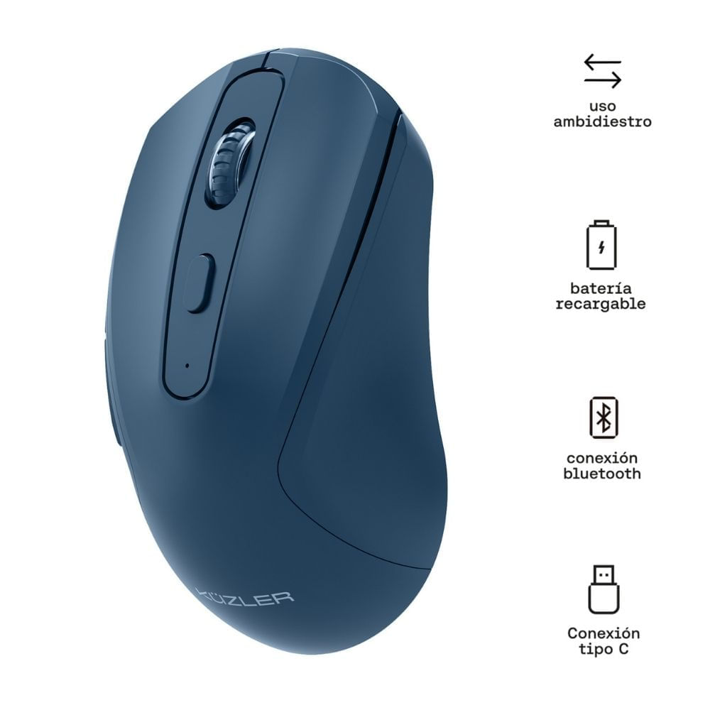 Mouse Bt Inalámbrico Silencioso Azul Fonz-101a