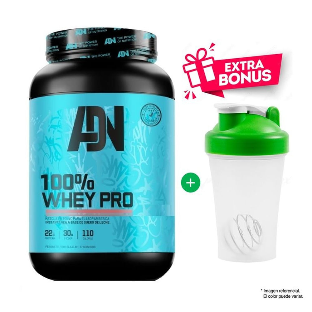 ADN NUTRITION 100% WHEY PRO 1.1 KG VAINILLA + SHAKER
