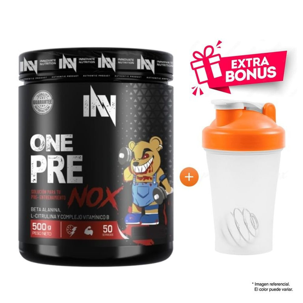 One Pre Nox 500 gr pre entreno inn fruit Punch + tomatodo