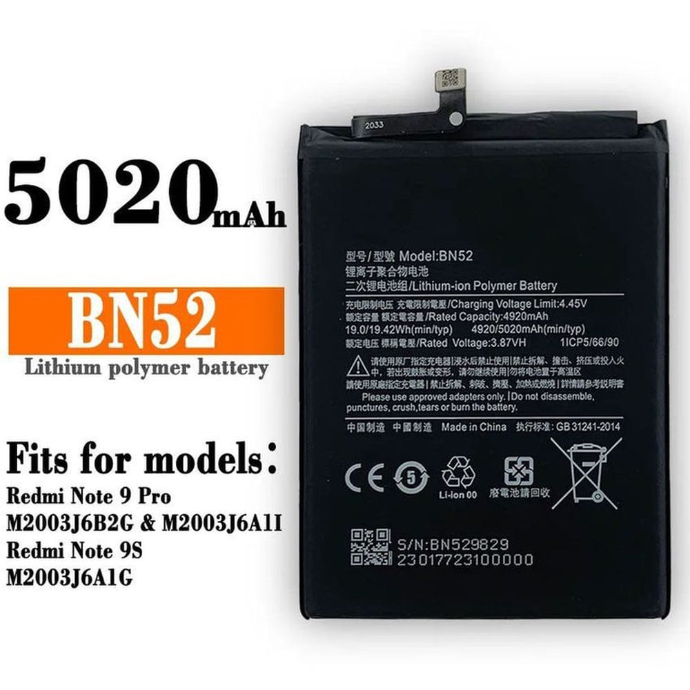 Bateria xiaomi redmi mi note 9 pro  bn52  nuevo
