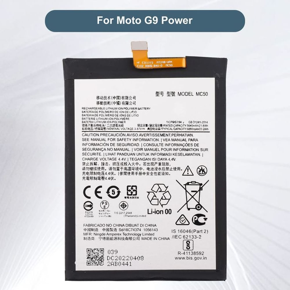 BATERIA MOTOROLA G9 POWER  MC50  NUEVO-NEGRO