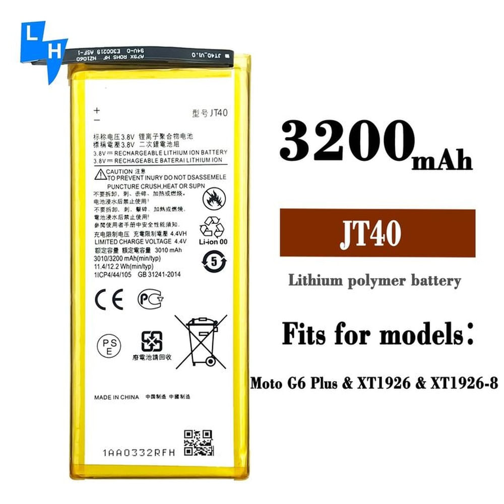 BATERIA MOTOROLA G6 PLUS JT40 NUEVO-AMARILLO.