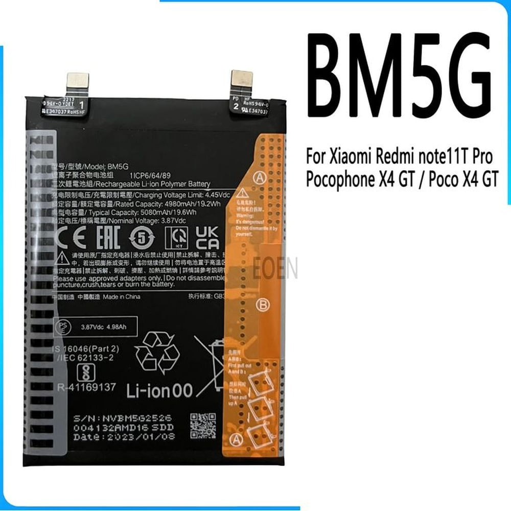 BATERIA REDMI note11T Pro / Pocophone X4 GT / Poco X4 GT - BM5G