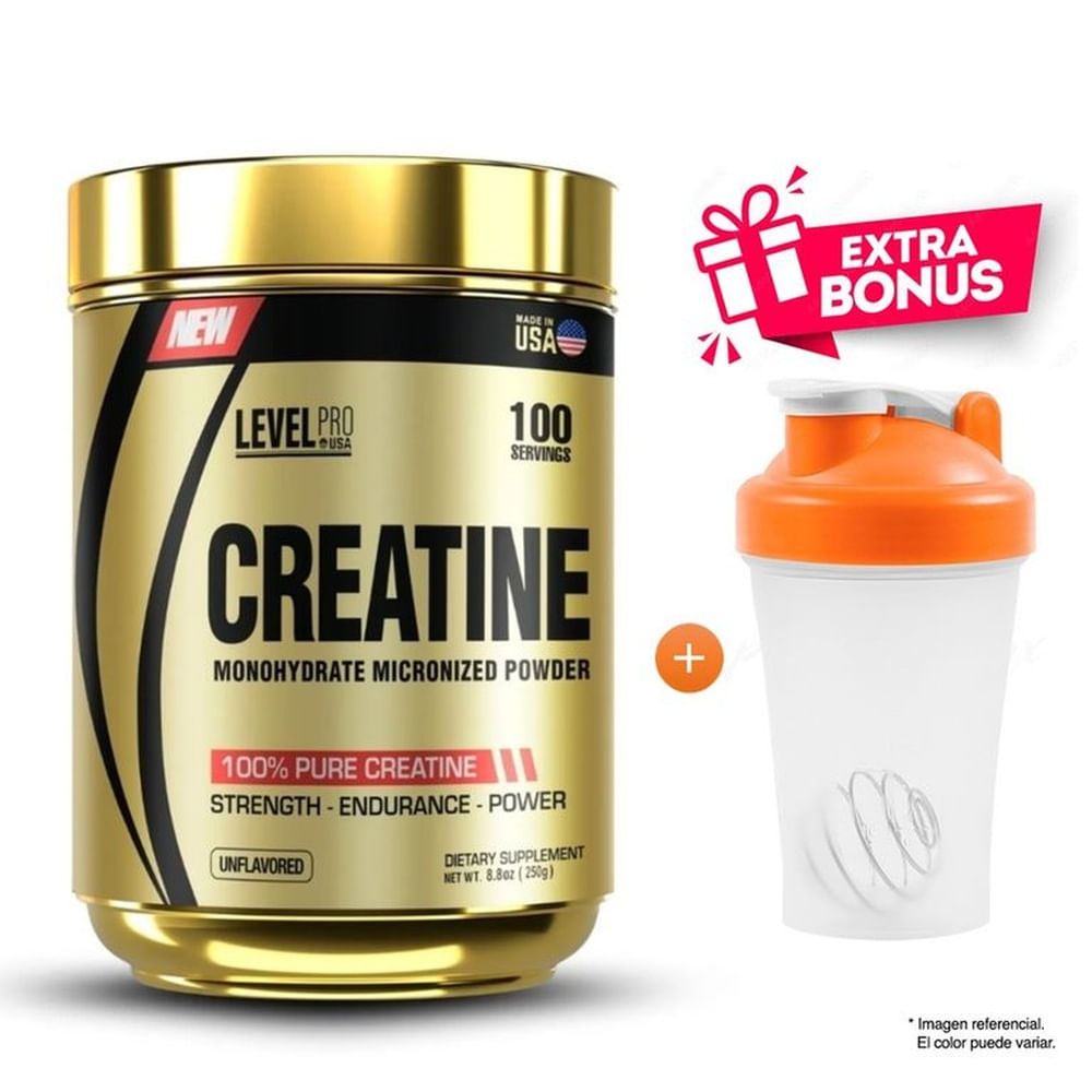 CREATINE MICRONIZED LEVEL PRO 250 GRAMOS + Regalo