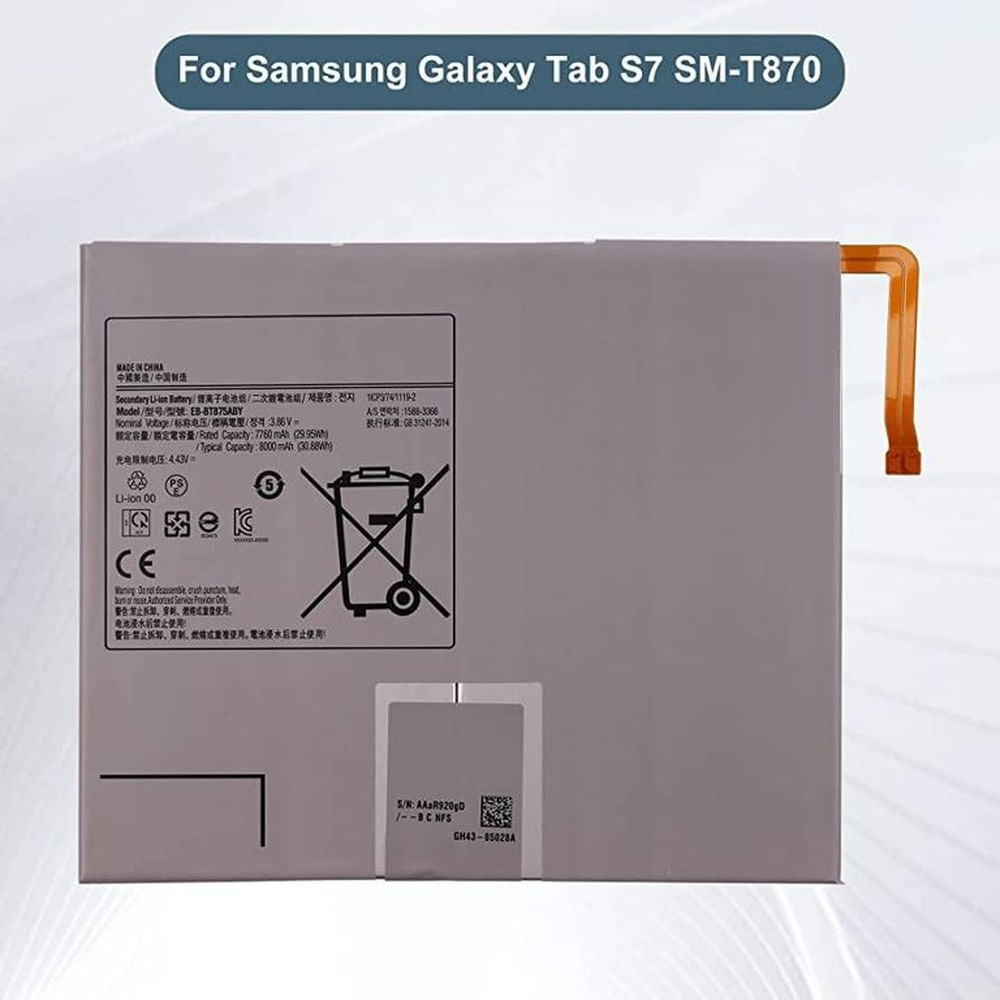 BATERIA GALAXY  TAB S7  - TAB S8  SM-T875  NUEVO-PLOMO
