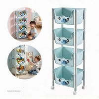 Organizador Multiusos 4 Niveles Plegable con Ruedas - Celeste