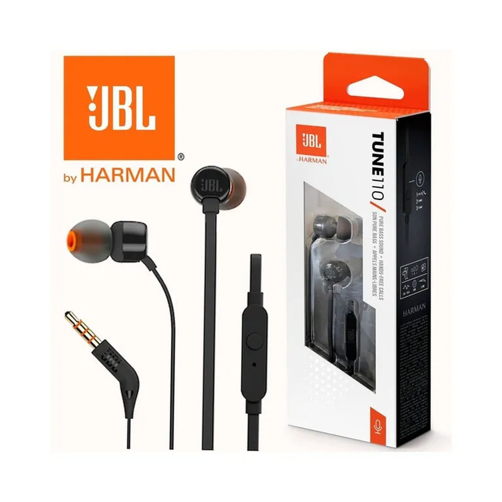 Audifono JBL Tune 110 Microfono Conector 3.5mm negro