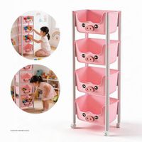 Organizador Multiusos 4 Niveles Plegable con Ruedas - Rosado