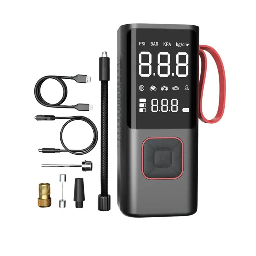 Inflador portátil 80W multifuncional para autos bicicletas y pelotas con luz SOS y power bank