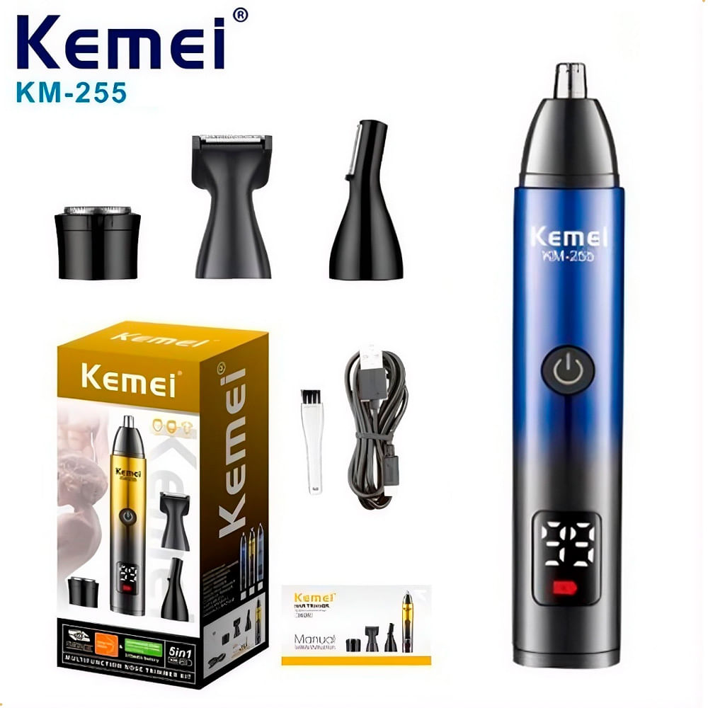 Cortadora De Cabello Kemei Km-255 4 En 1 Recargable Pantalla