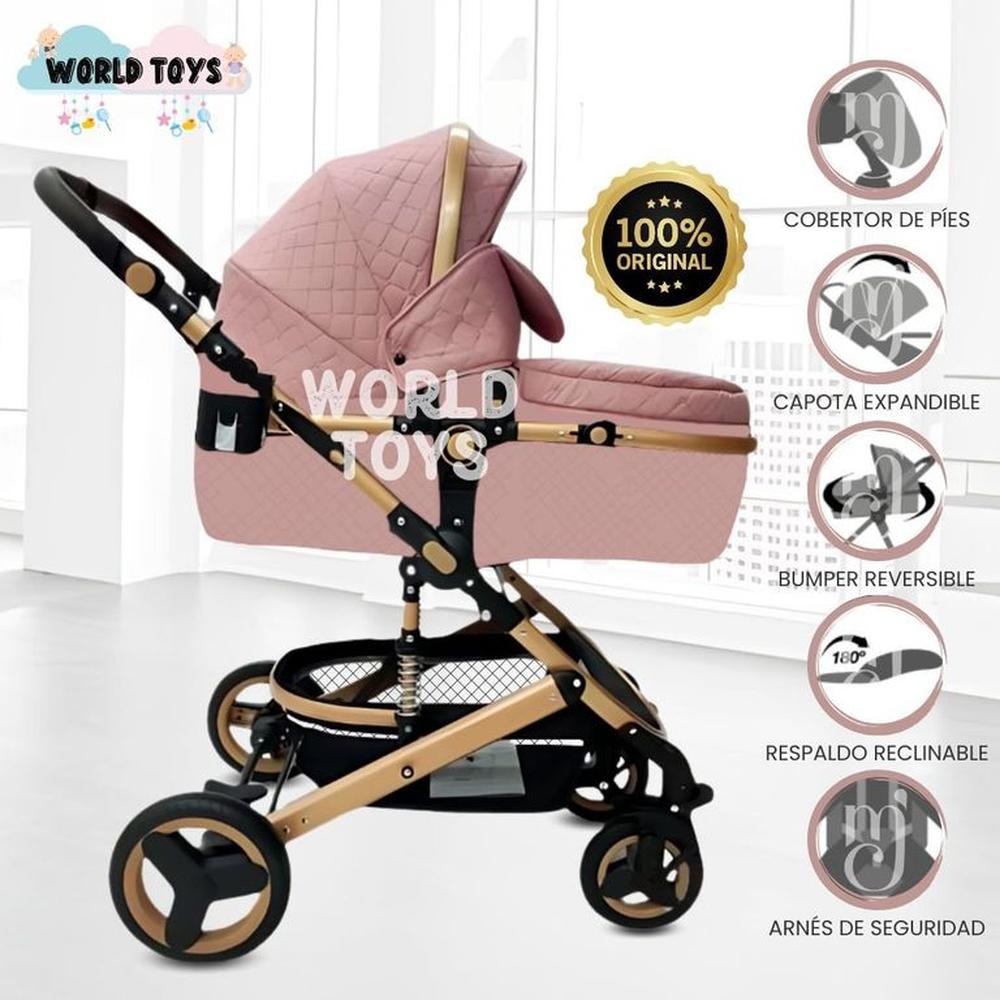 Coche Cuna Moisés de Lujo LOVY BABY Pink