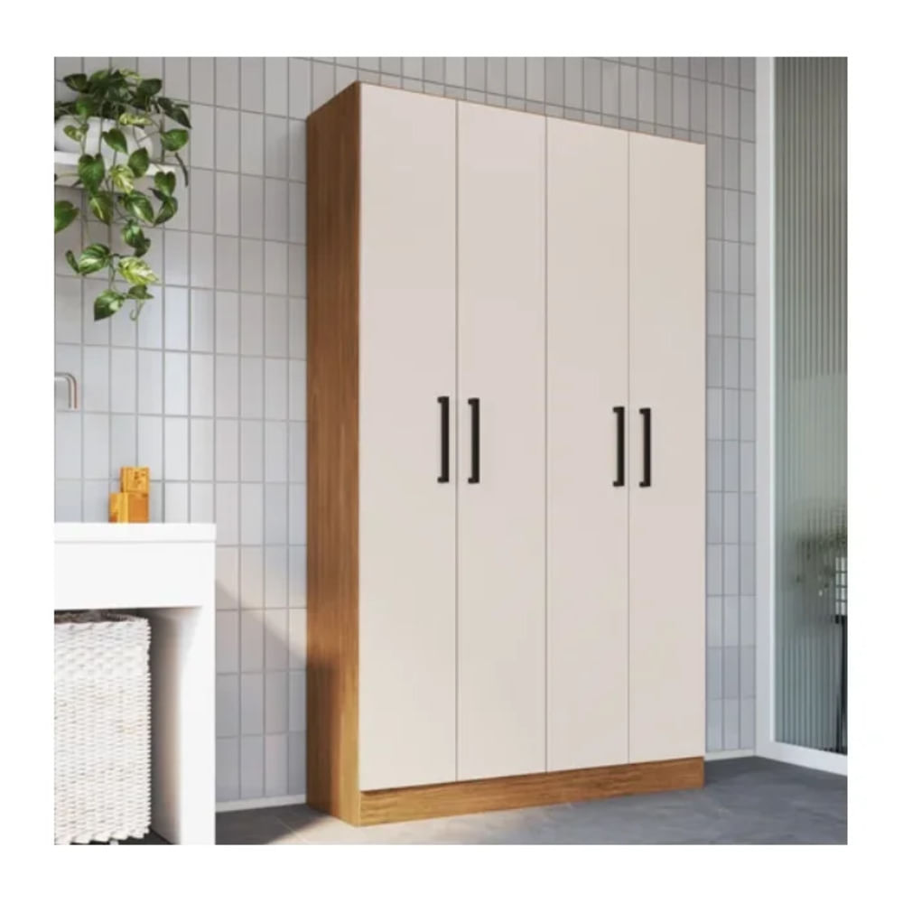Armario Multiusos Cayu Marrón con Blanco 4 Puertas RyR MUEBLES