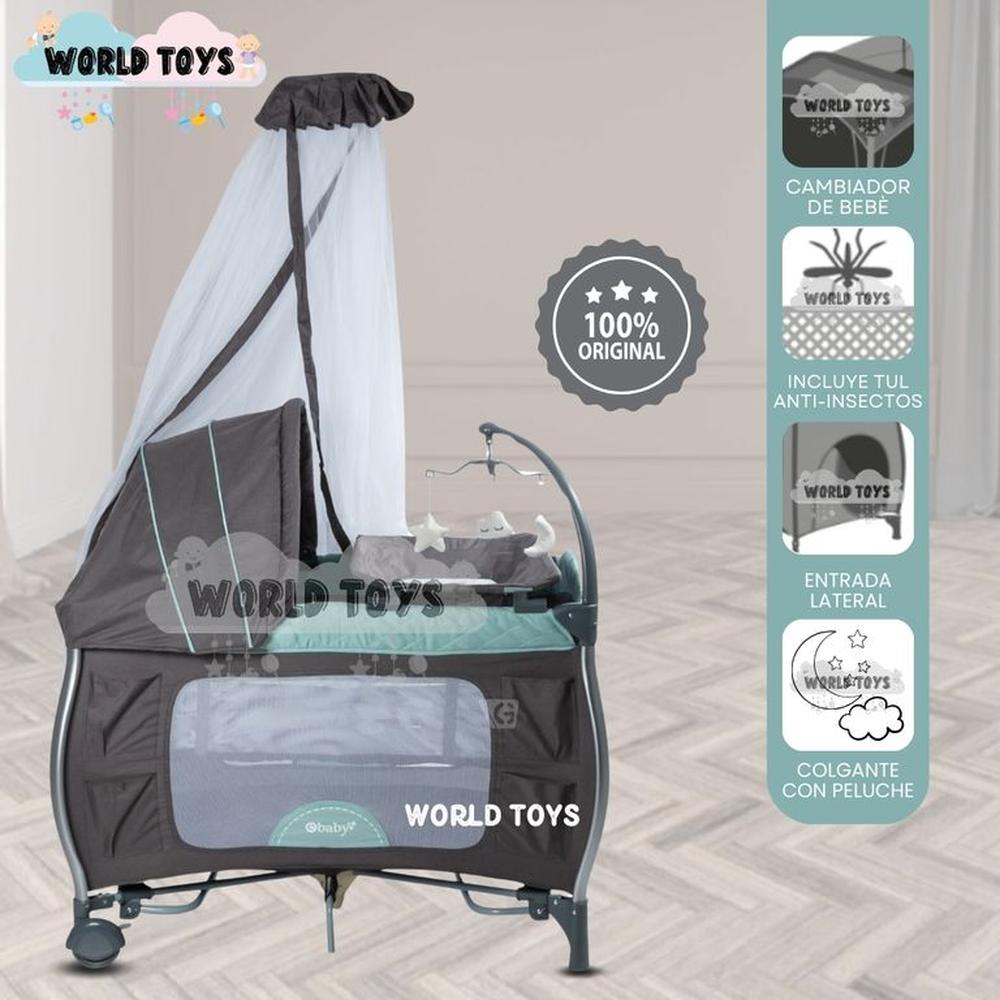 Cuna Corral de Lujo NAPY Green