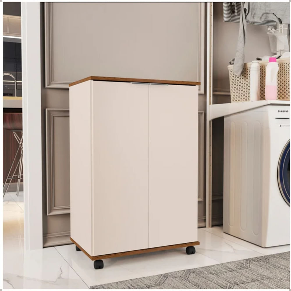 Armario Multiusos para Lavandería Tome Capri y Marrón 2 Puertas RyR MUEBLES