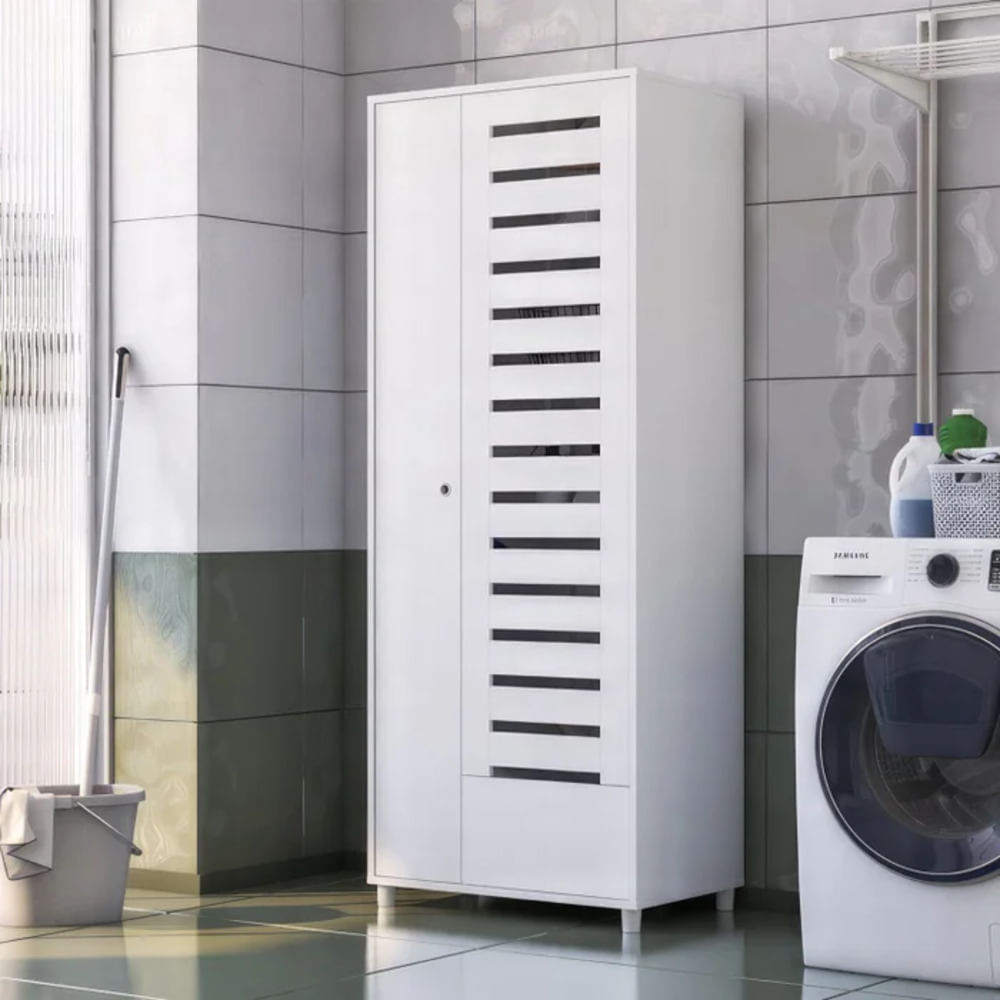 Armario Multiusos para Lavandería Emilie Blanco 2 Puertas 1 Cajón RyR MUEBLES