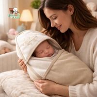 colcha Manta Algodón para Bebé Beige leon