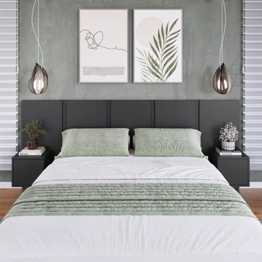 Cabecera Matrimonial Moderna Tali Grafito RyR MUEBLES