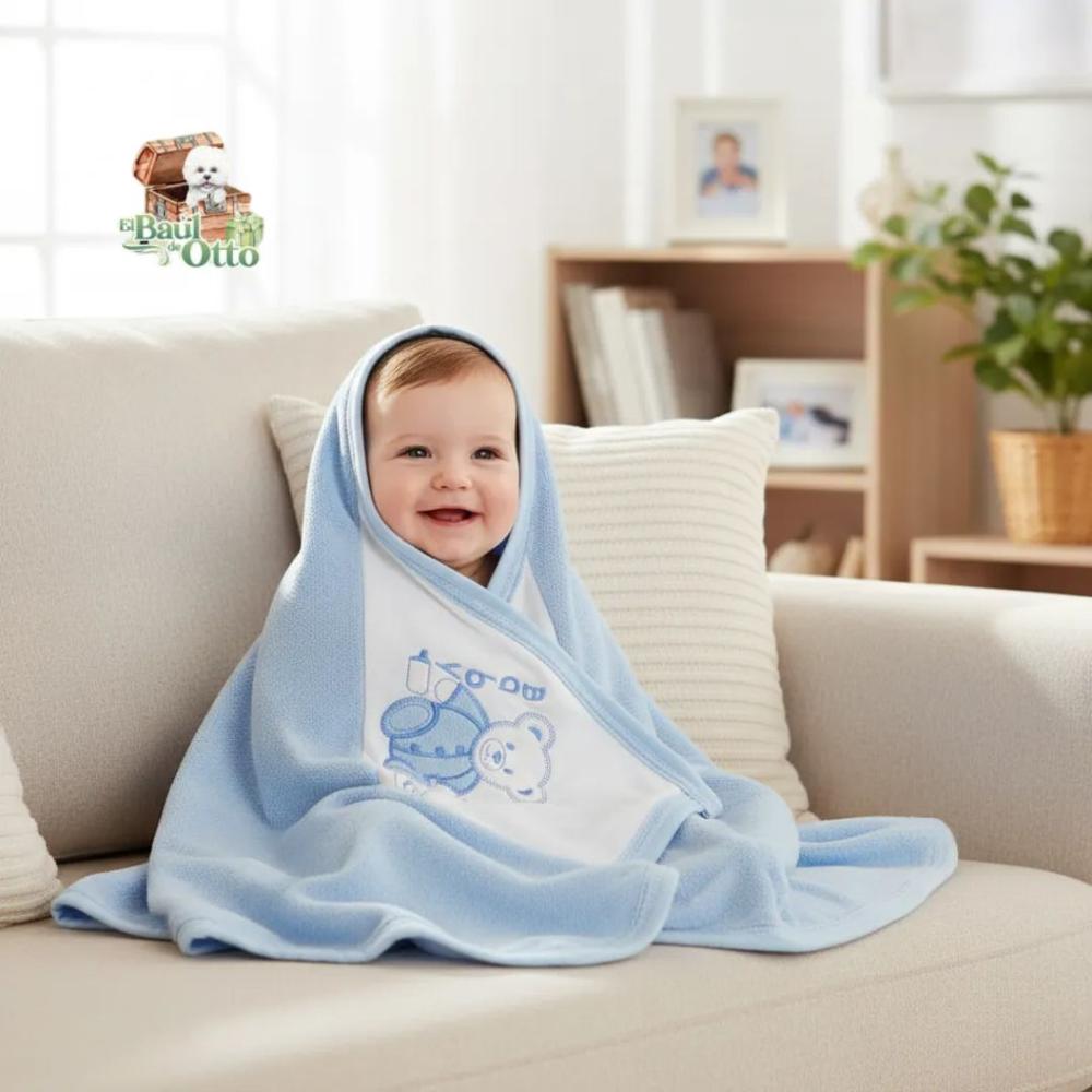colcha Manta Algodón para Bebé celeste osito
