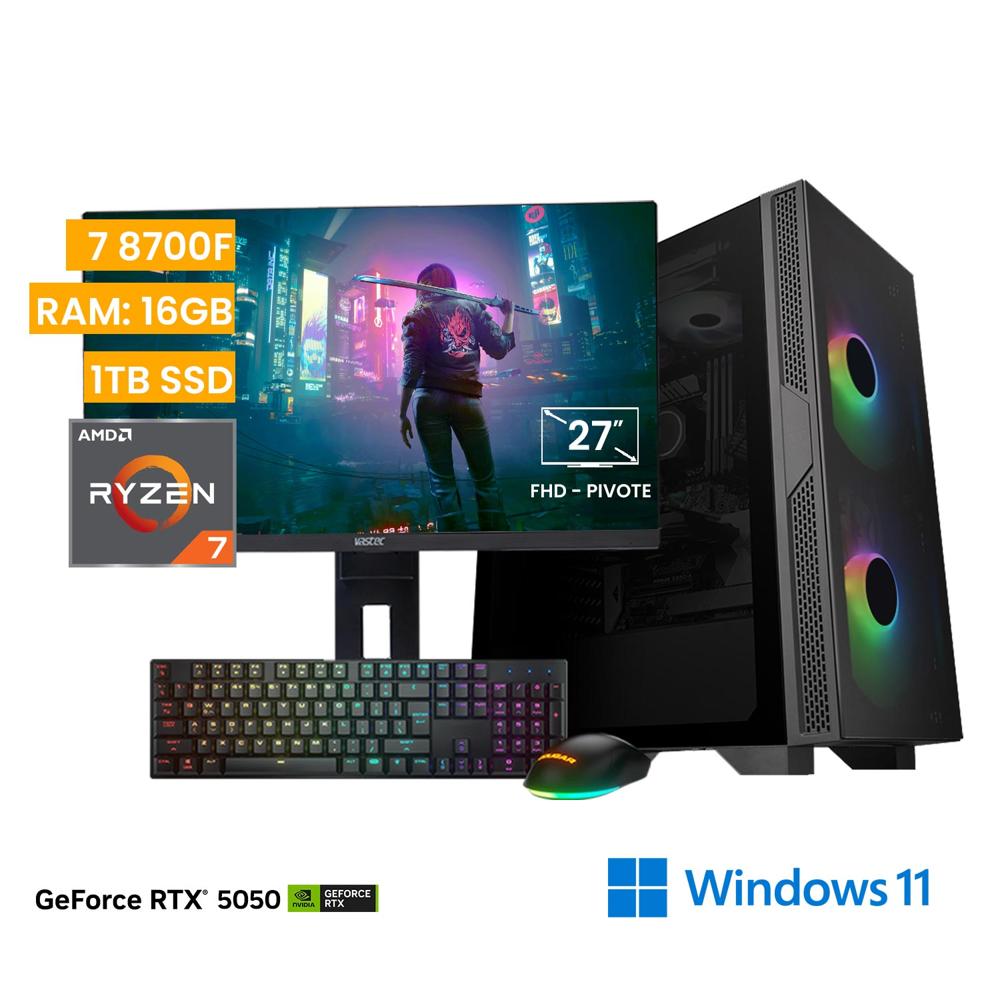 Computadora PC Gamer Vastec Hero Ryzen 7 8700F 16GB 1TB SSD RTX 5050 8GB Windows 11 Home