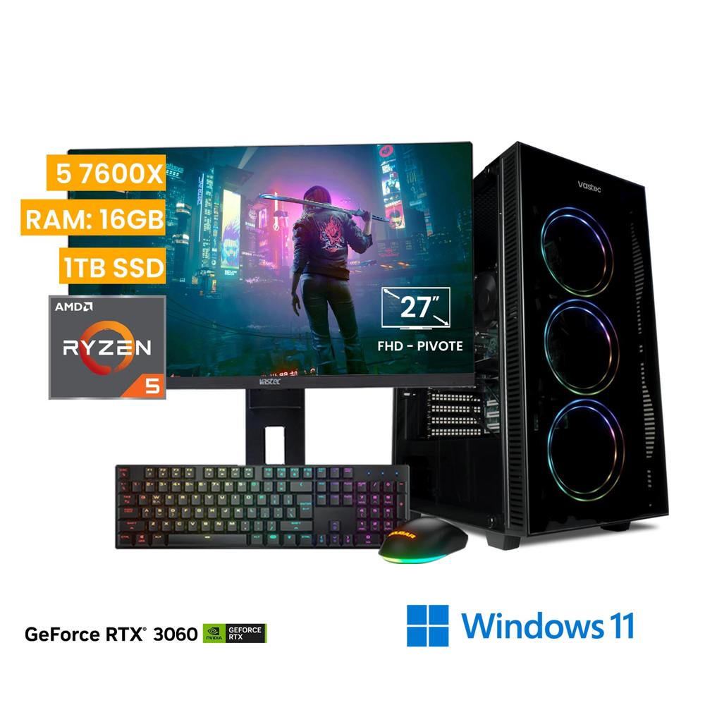 Computadora PC Gamer Vastec Hero Ryzen 5 7600X 16GB 1TB SSD RTX 3060 12GB Windows 11 Home