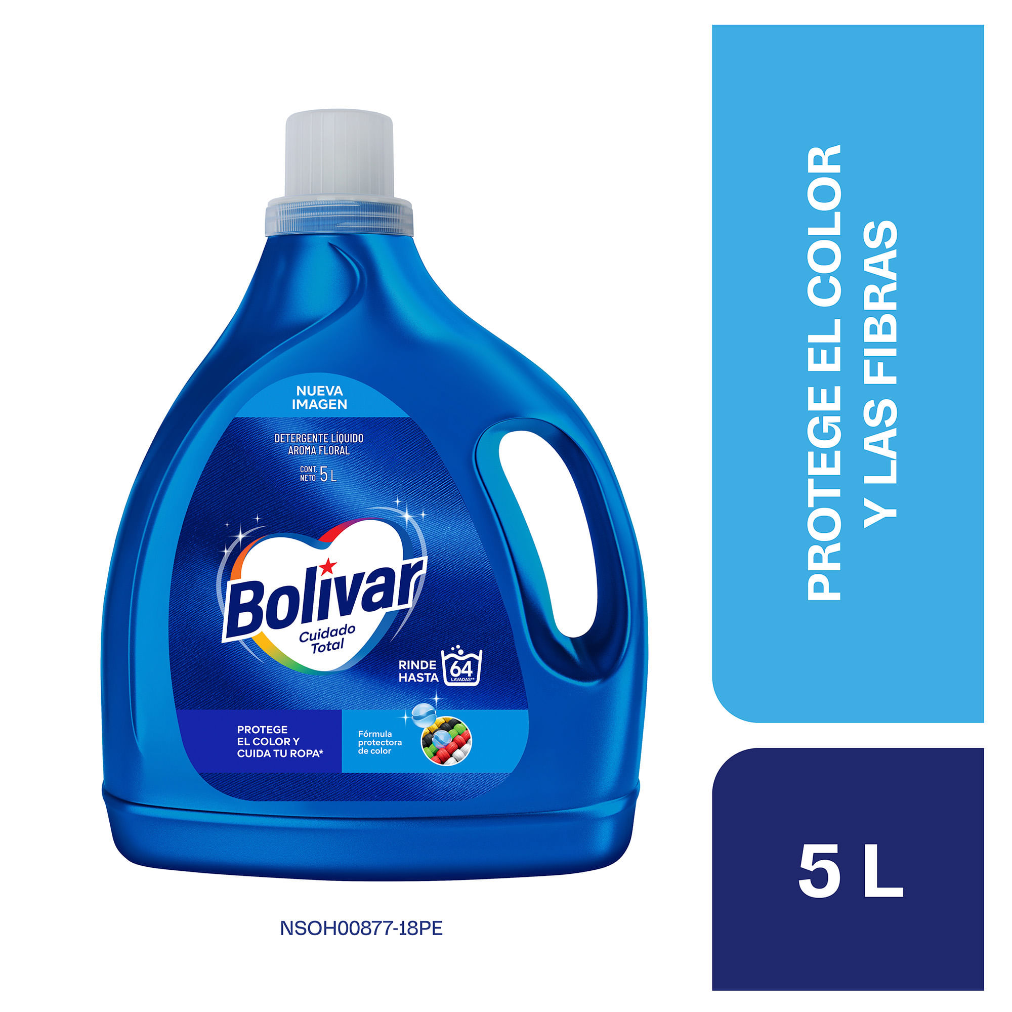 Detergente Líquido BOLÍVAR Cuidado Total Floral Galonera 5L