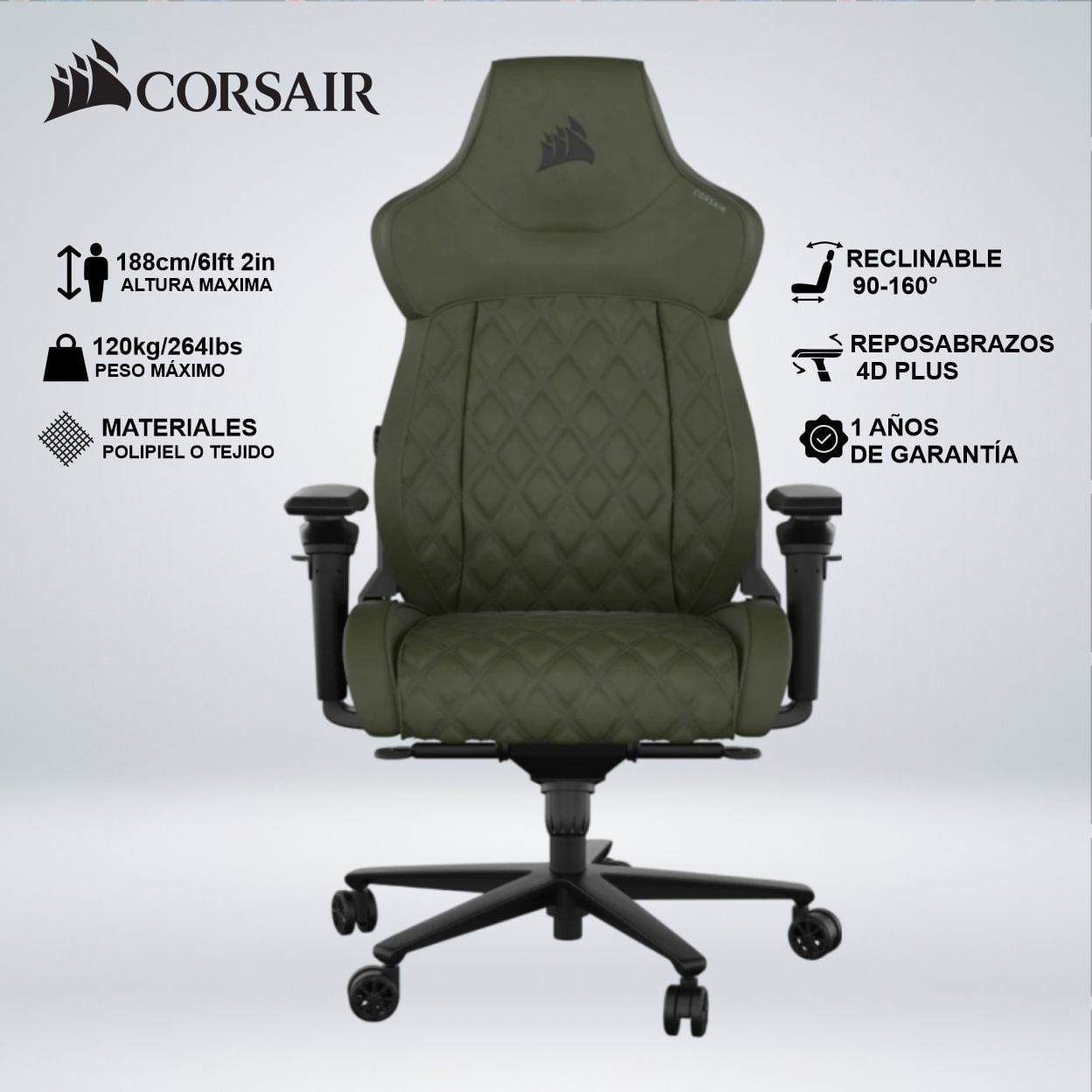 SILLA GAMER CORSAIR TC500 LUXE SHERWOOD