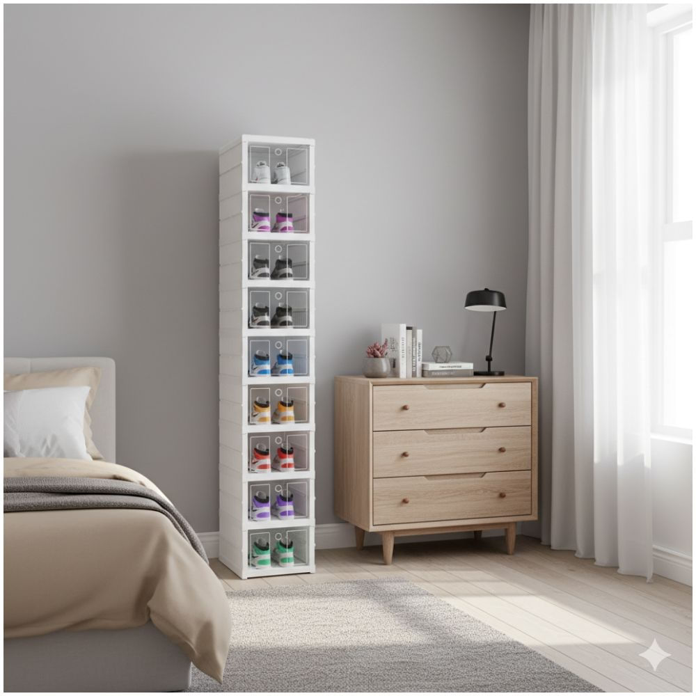 Organizador Zapatera De 9 niveles Para 9 Pares Plegable Acrílico 156x26x35cm