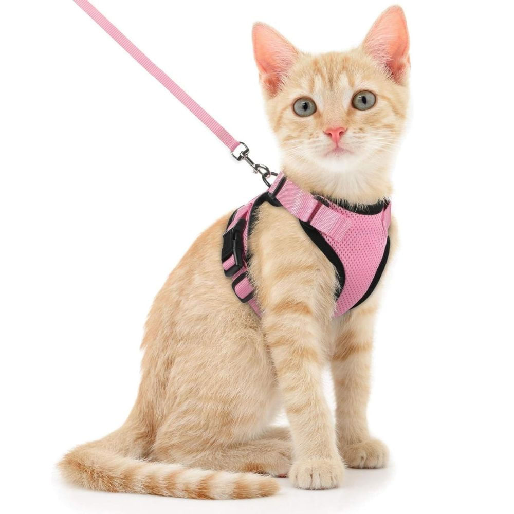 Arnés para Gato Ajustable a Prueba de escape con Correa Talla XS Color Rosado