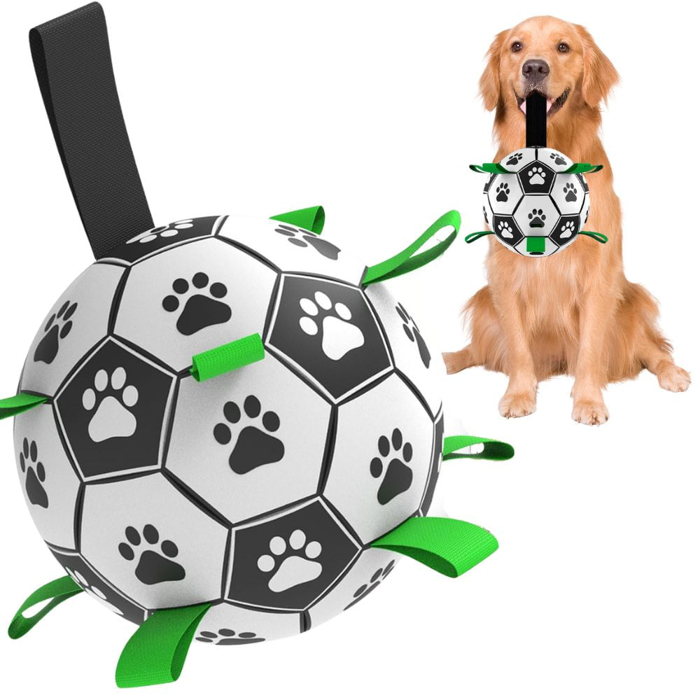 Pelota Soccer Interactiva Para Perros Grandes Con Tiras d18cm