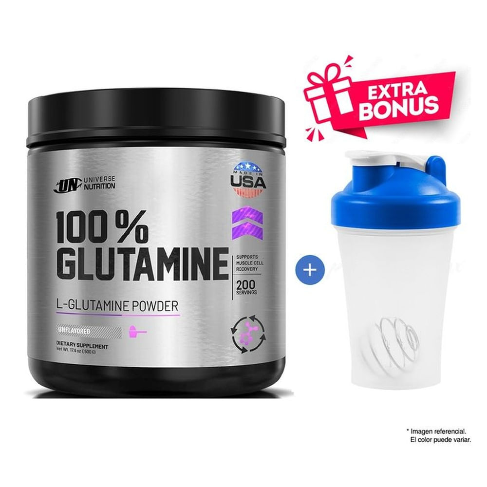 Glutamina L-Glutamine 100% UN Nutrition 500 Gramos