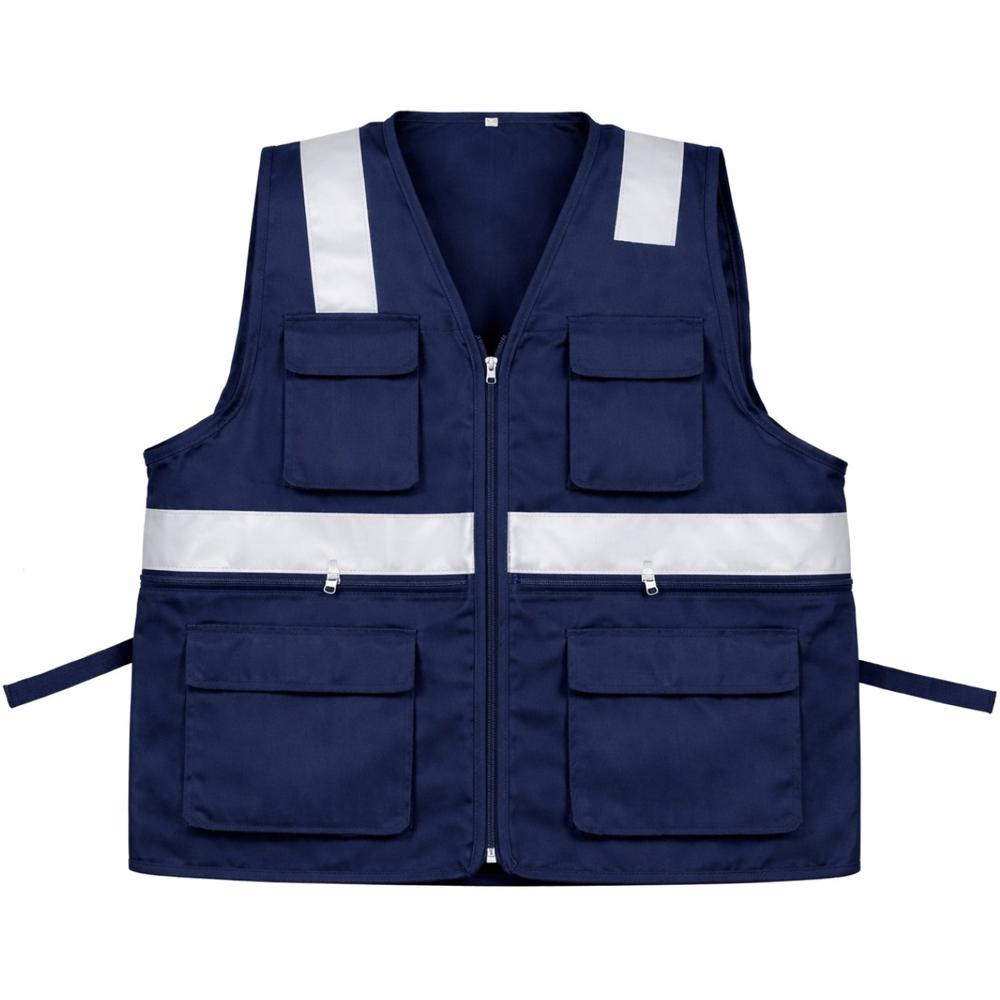 CHALECO MULTIBOLSILLO ALTA VISIVILIDAD MARCA WORKFORCE DRIL AZUL TALLA  M
