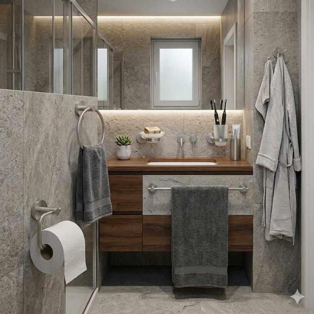 SET 6 PIEZAS PARA BAÑO ACERO INOXIDABLE