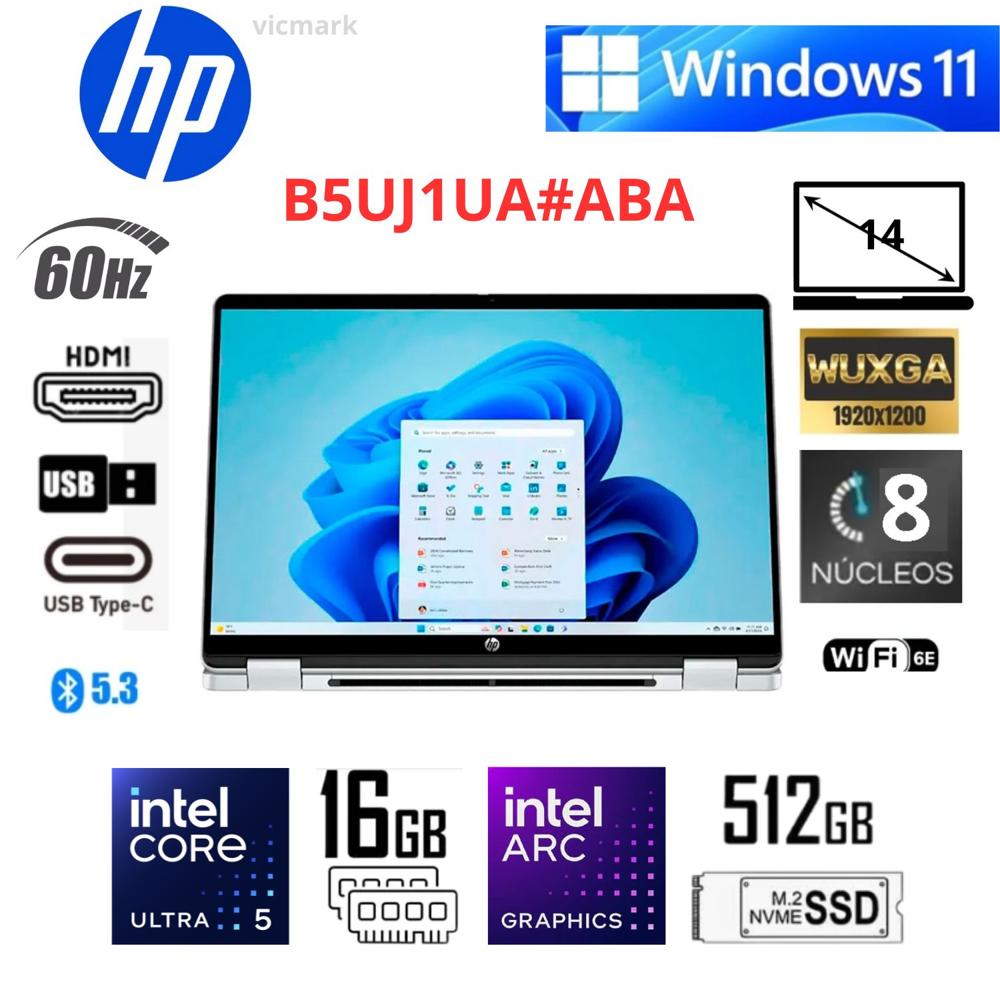 Laptop HP OmniBook X Flip 14-FM0013DX Ultra 5-226V 16GB 512GB SSD  Táctil Windows 11