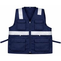 CHALECO MULTIBOLSILLO ALTA VISIVILIDAD MARCA WORKFOORCE DRIL AZUL TALLA L
