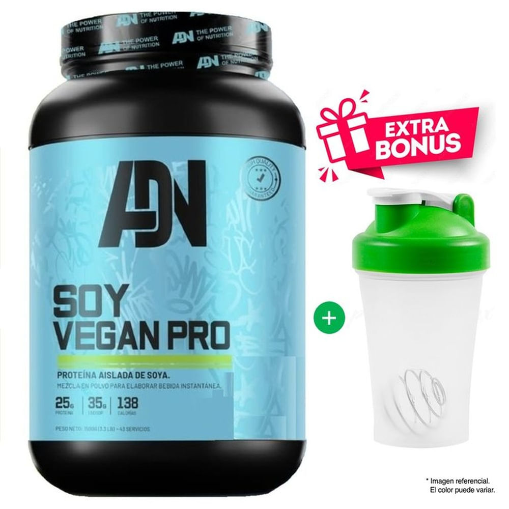 SOY VEGAN PROTEIN 1500 GRAMOS VAINILLA PROTEÍNA ADN NUTRITION