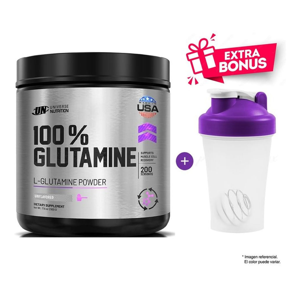 Glutamina Universe Nutrition 500 G + Shaker