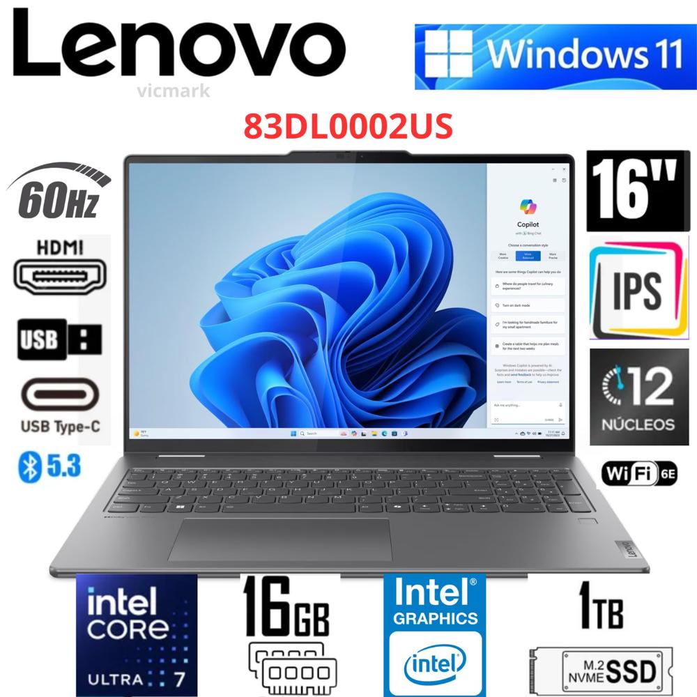 Lenovo Yoga 7 2-in-1 16IML9 Intel Core Ultra 7 155U 16GB RAM 1TB SSD Táctil
