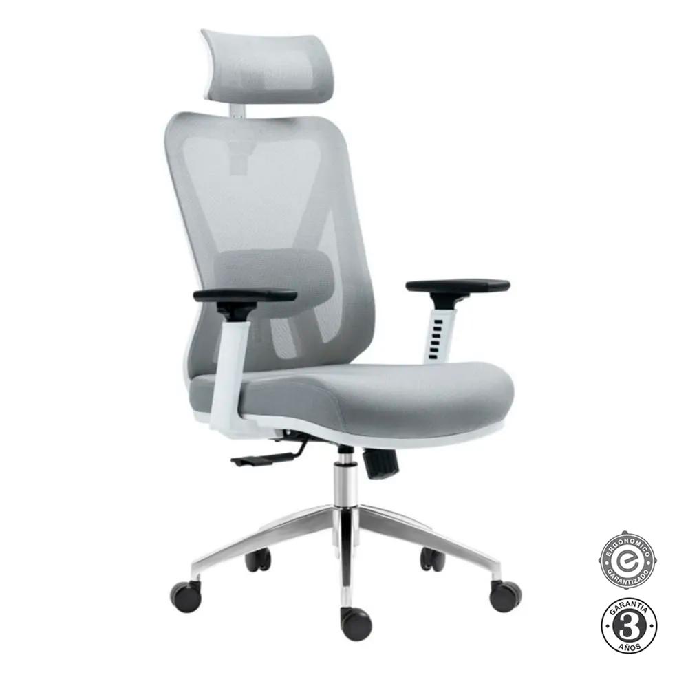 Silla Ergonómica Smart Premium Presidente Syncro 3D Gris y Blanco Ofideas