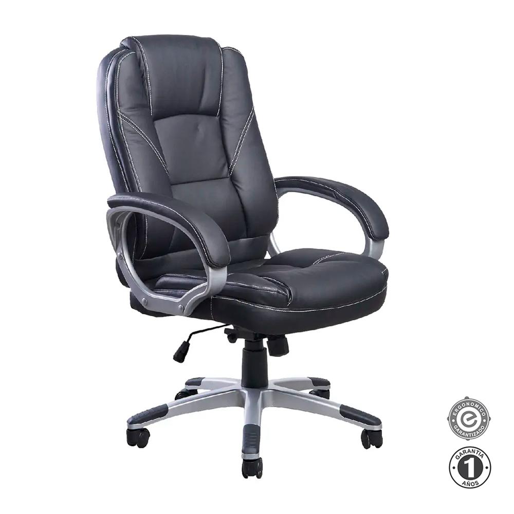 Silla Ergonómica Lux Presidente Cuero Negro Ofideas
